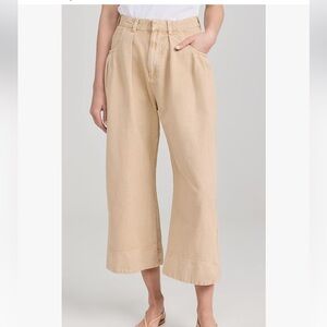 Free people womens 10 pants sweet talk chino wide leg croissant tan khaki nwt